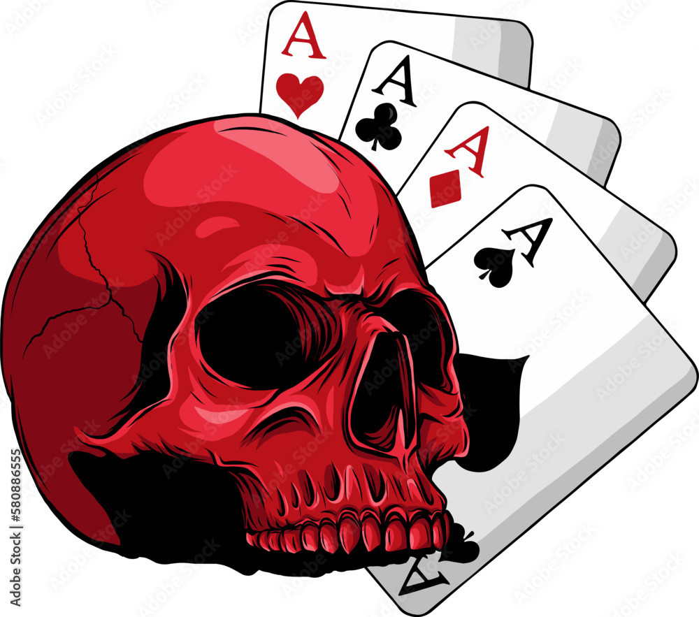 Skull Ace Card Motorcycle Biker Sticker – Multicolor Tuning Decal