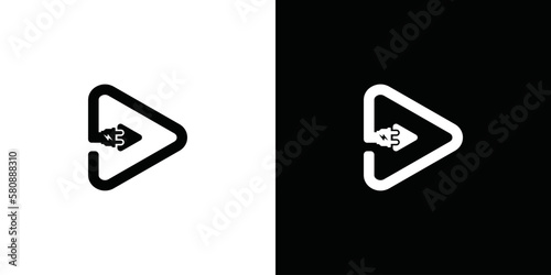 plug and play combination logo design minimalist icon vector logo illustration