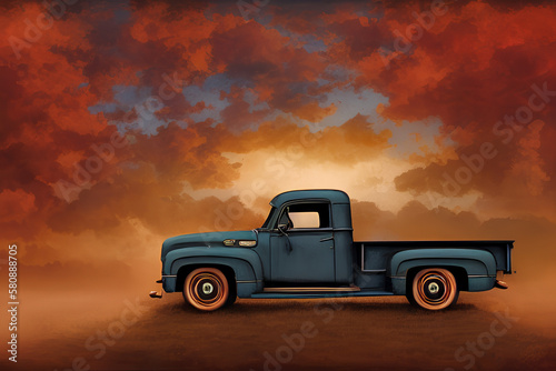 ai-generated illustration of a vintage truck