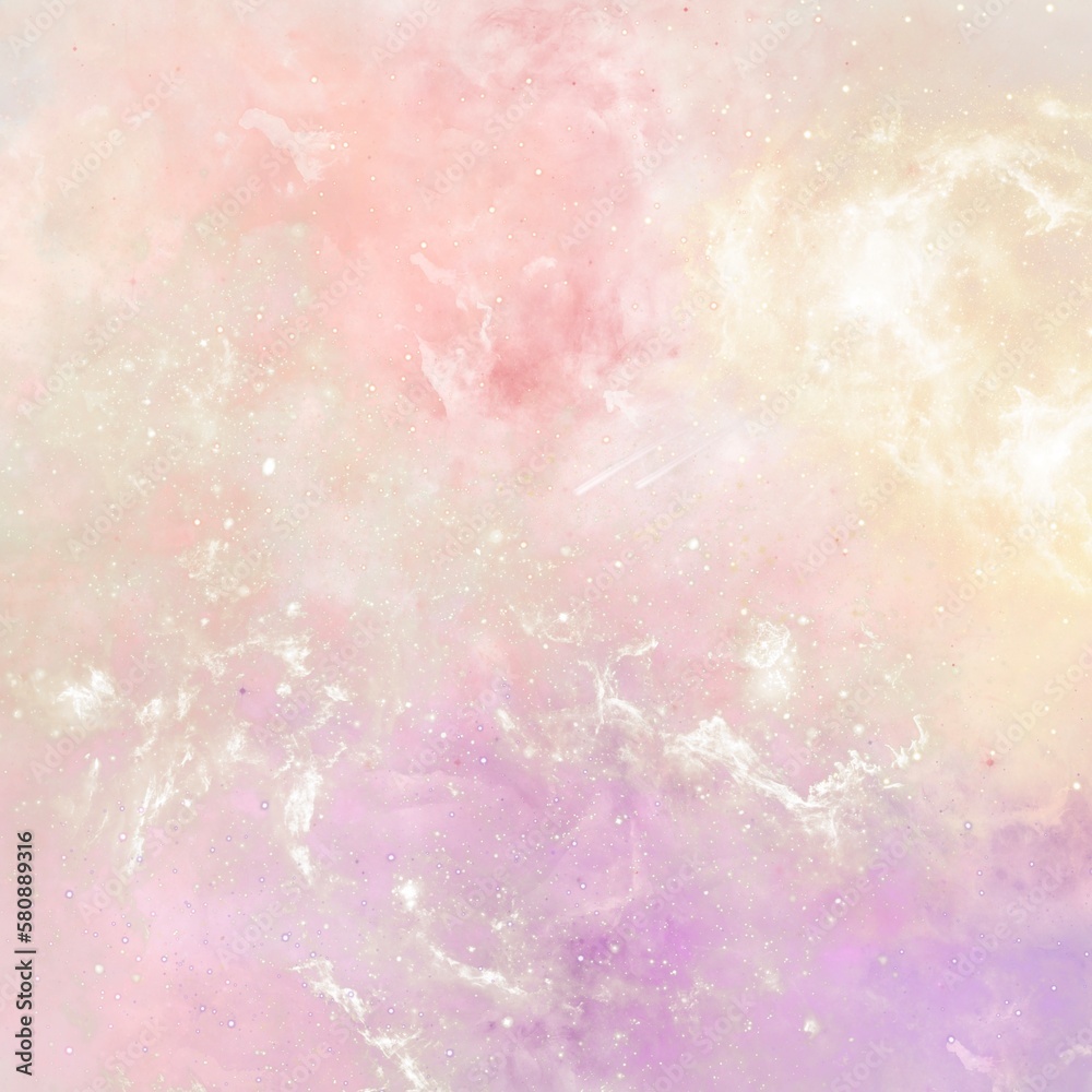 Pink and lilac pastel galaxy background with glitter. Abstract modern galaxy theme background. 