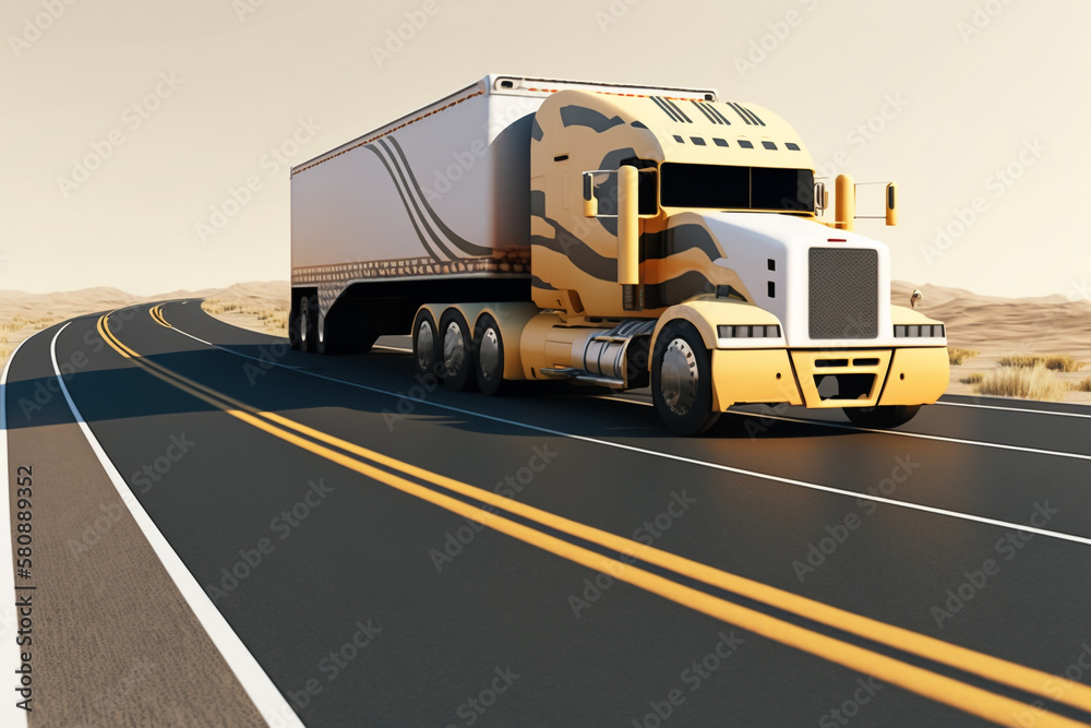 truck on the road, Generative AI	