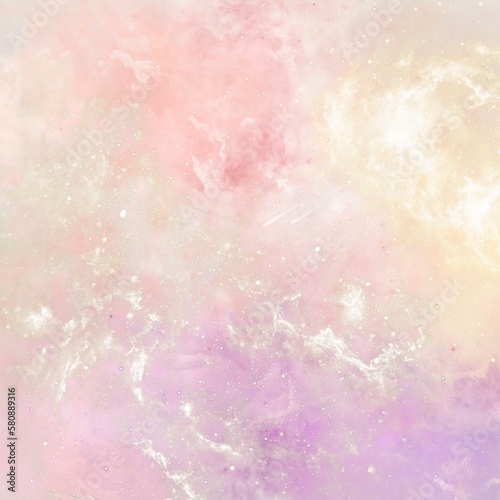 Pink and lilac pastel galaxy background with glitter. Abstract modern galaxy theme background. 