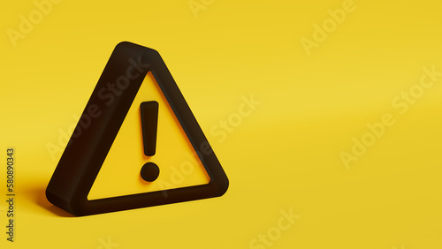 warning sign, isometric view, yellow background, safety, prevention, 3d illustration