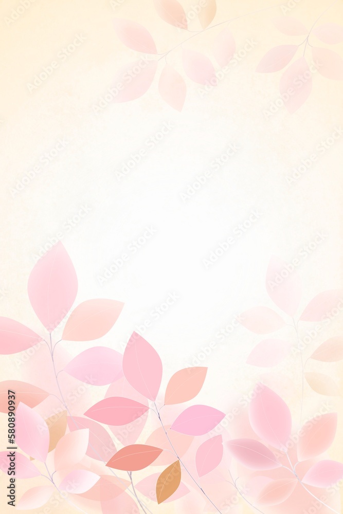 幻想的なピンクの葉っぱの背景 縦
