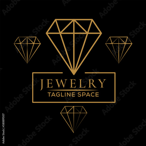 Shiny jewelry diamond logo concept vector design. Linear Diamond Sign Vector Design