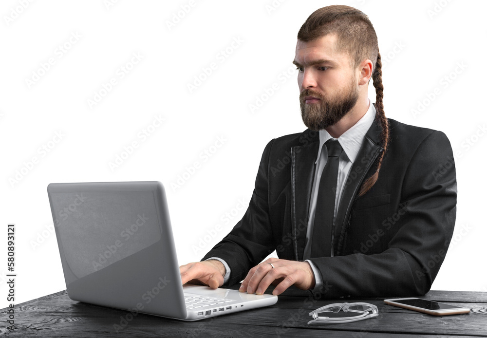 Portrait of handsome young man programmer with laptop Portrait of handsome young man programmer with laptop