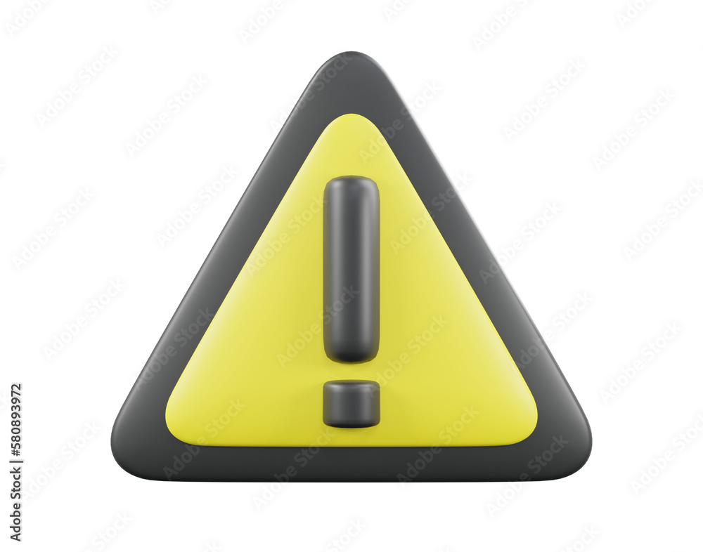 3d rendering warning sign minimal cute concept. 3d rendering warning sign minimal cute concept.