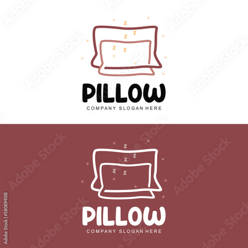 Pillow Logo, Bed Design, Dream And Sleeping Template Icon Vector