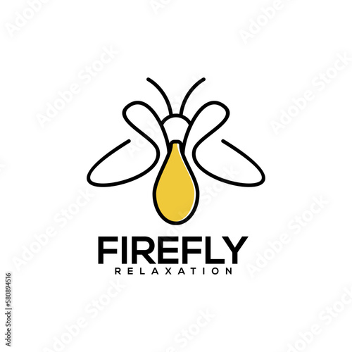 line shape logo design of a firefly emitting light