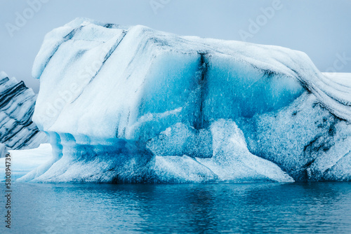 Different shaped glaciers on a lake