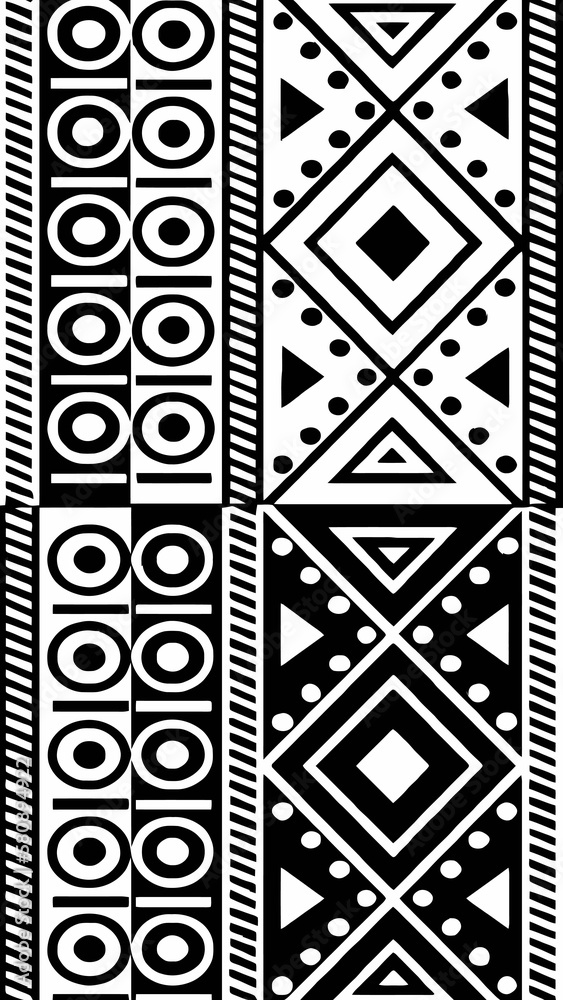 tribal geometric wallpaper with circles and triangles