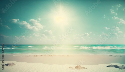 Summer holidays beach background as soft ethereal dreamy background. Generative ai