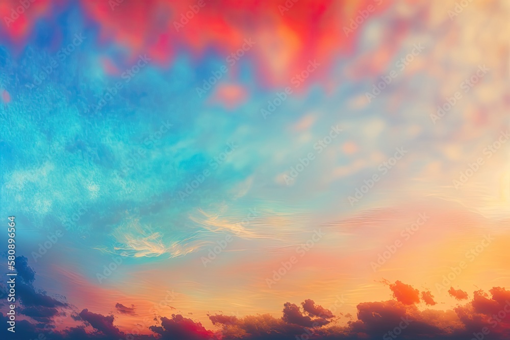 Colorful cloudy sky at sunset. Gradient color. Sky texture, abstract nature background. Generative AI