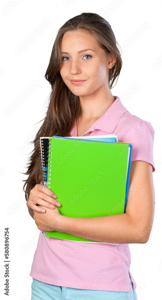 Portrait of a Smiling Student with Notebooks Portrait of a Smiling Student with Notebooks