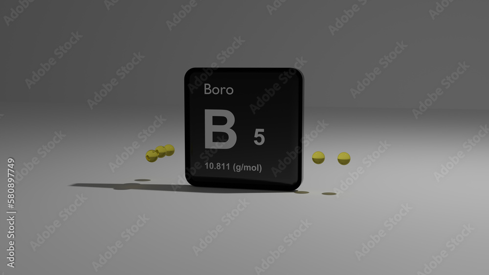 Graphic representation of the boron atom. Graphic representation of the boron atom.