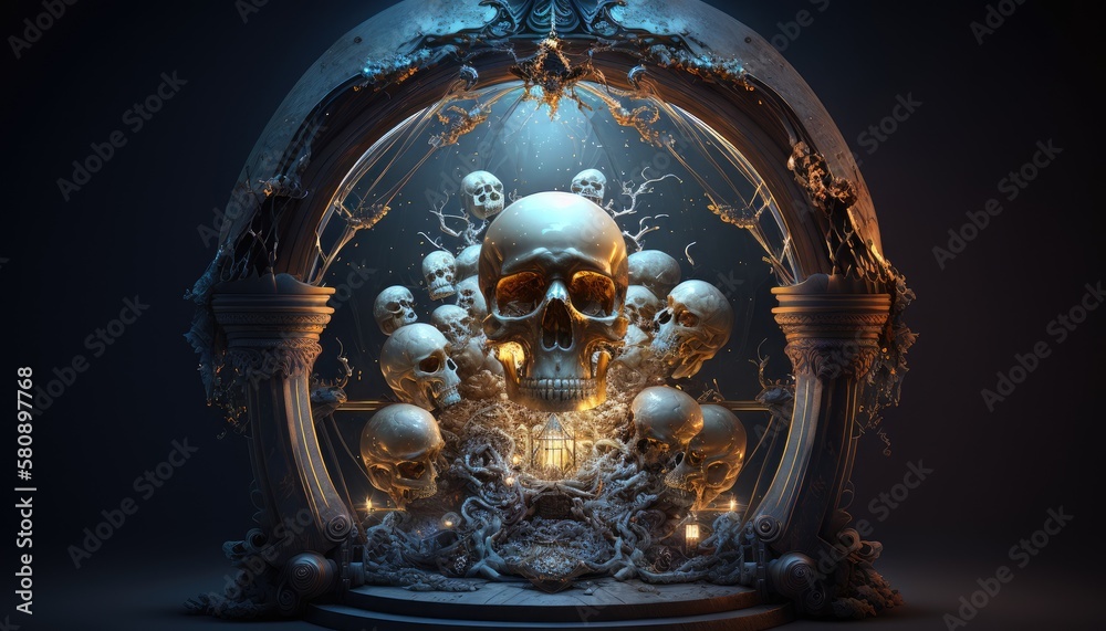 Fototapeta premium Door to hell, the passage to the kingdom of the dead inside a crystal sphere Created with generative AI.
