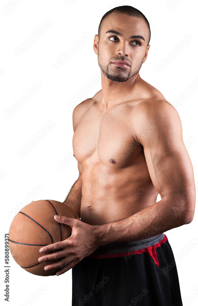 Sporty man with basketball ball isolated on white background Sporty man with basketball ball isolated on white background
