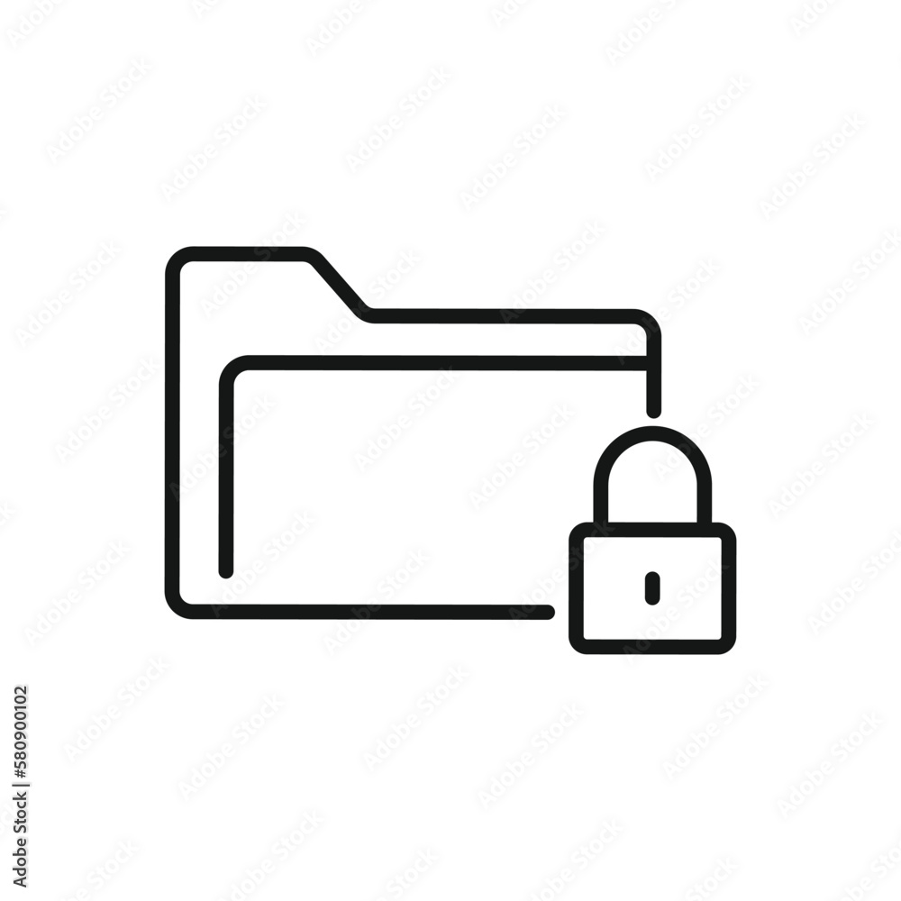 Editable Icon of Folder Protection, Vector illustration isolated on white background. using for Presentation, website or mobile app Editable Icon of Folder Protection, Vector illustration isolated on white background. using for Presentation, website or mobile app