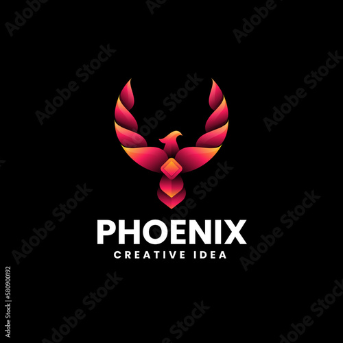 Vector Logo Illustration Phoenix Gradient Colorful Style