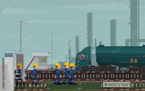 Many workers are coming in to the factory