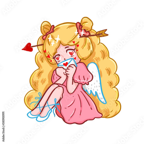cupid girl angel with heart
