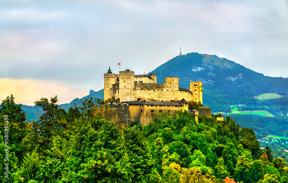 View of Hohensalzburg Fortress in Salzburg, Austria