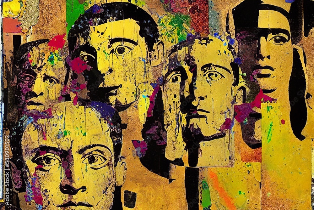 custom made wallpaper toronto digitalmixed media collage made with the picture of Apollo's head statues, different brushes, grunge strokes and splatters, Modern graphic art, Graphic design fun, Pop art wallpaper