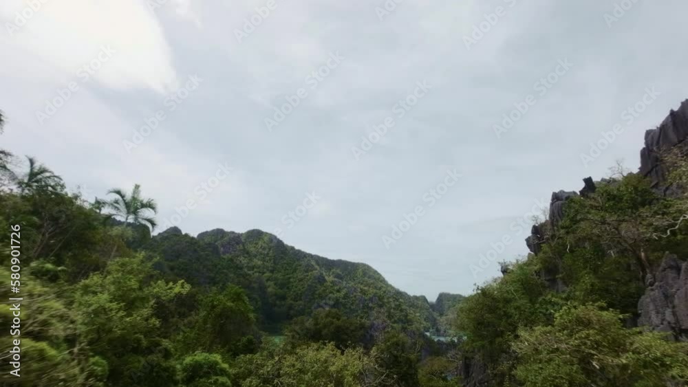 Aerial view of Forested hillside revealing Coron natural Landscape, Philippines Aerial view of Forested hillside revealing Coron natural Landscape, Philippines