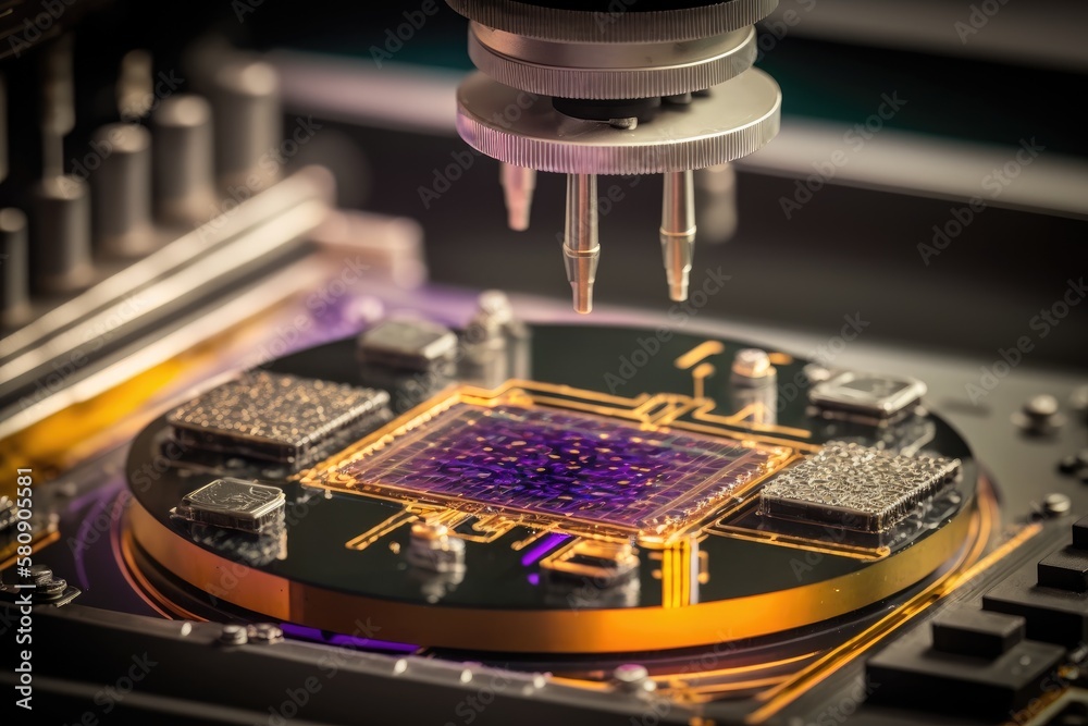 fabrication of semiconductors using robotic arms and silicon wafers. Generative AI
