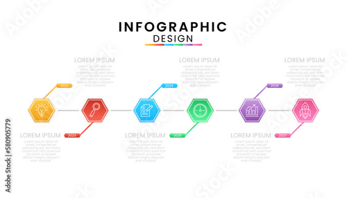 Infographic template for business. Timeline concept with 6 step.
