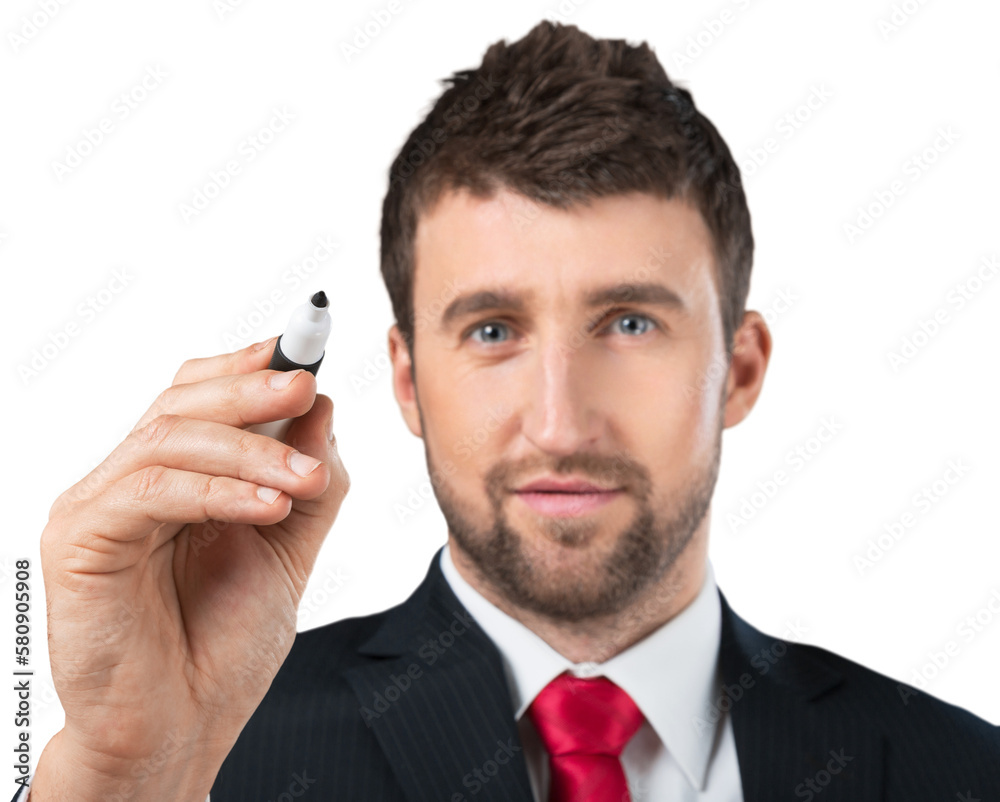 Businessman Writing on the Air Businessman Writing on the Air