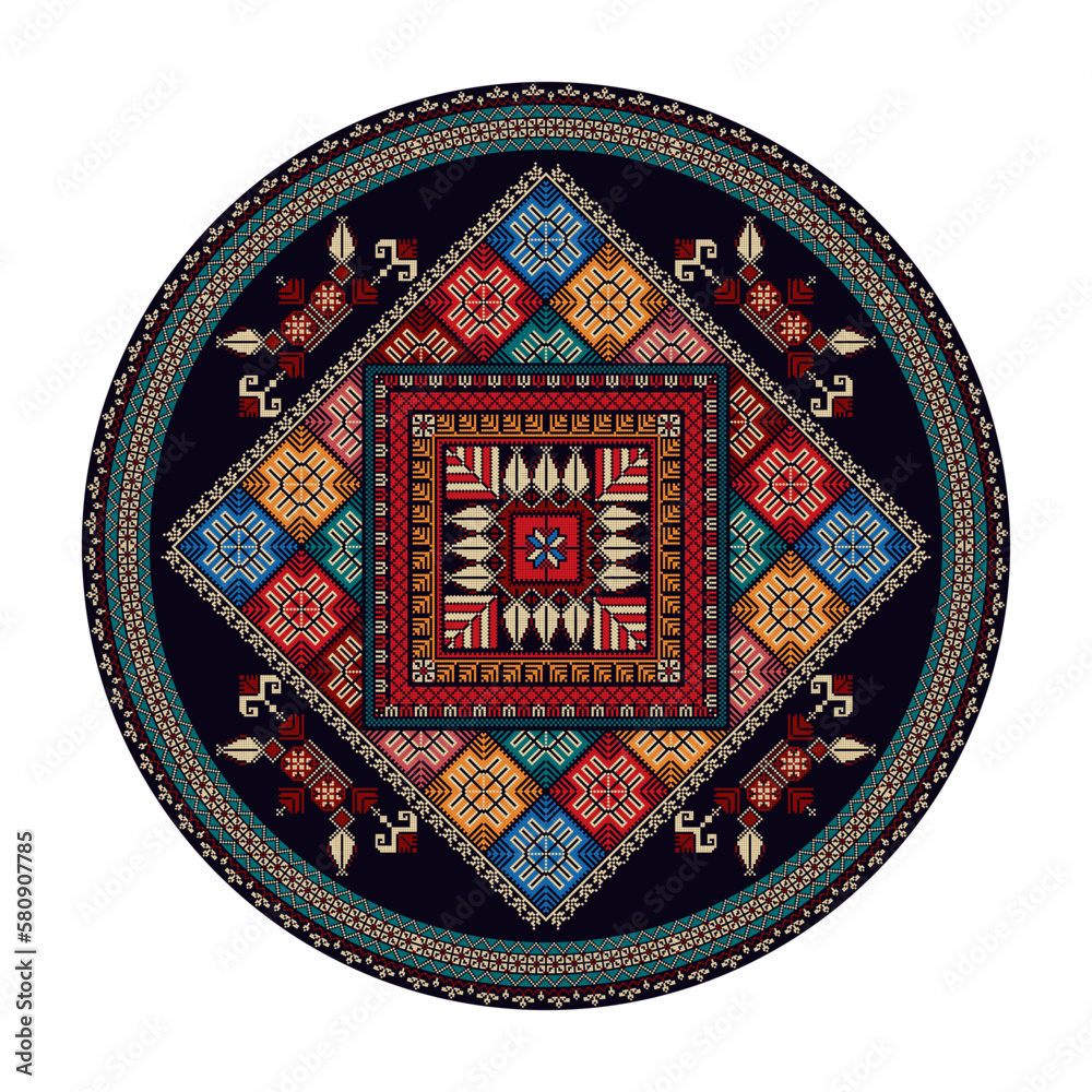 Fototapeta premium Palestinian Tatreez design element 30