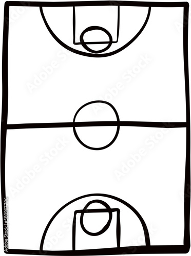 Basketball Court Drawing Line Art Vector