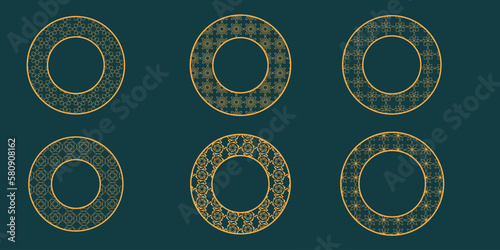 vector Set Round ornamental frames, Luxury frames, Arabic, Venetican, Oriental, Arabesque styles. Ramadan Kareem element