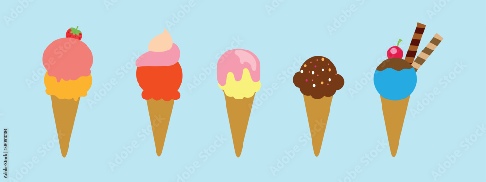 Set of ice cream cones.