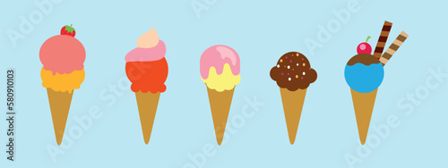 Set of ice cream cones.