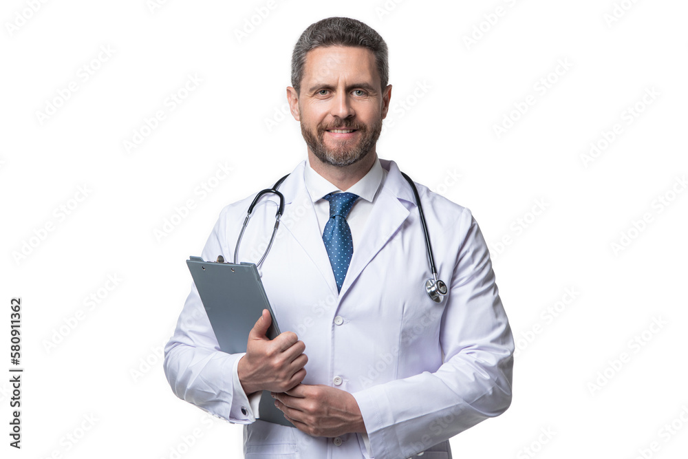 cheerful internist with anamnesis in studio. internist with anamnesis on background. cheerful internist with anamnesis in studio. internist with anamnesis on background.