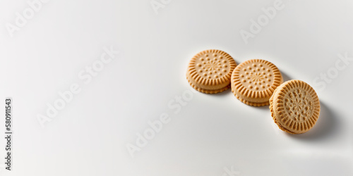 Cookies isolated on white background with copy space. Created with Generative AI Technology