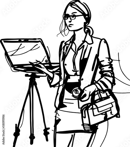 Sketch drawing of reporter