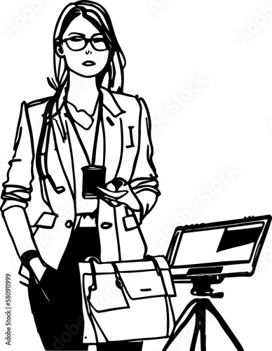Sketch drawing of reporter