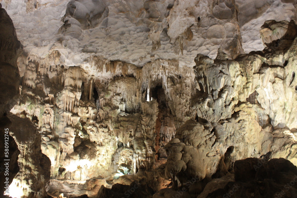 Thien Cung cave on Dau Go Island this is one of the most beautiful caves in Halong Bay, Vietnam.