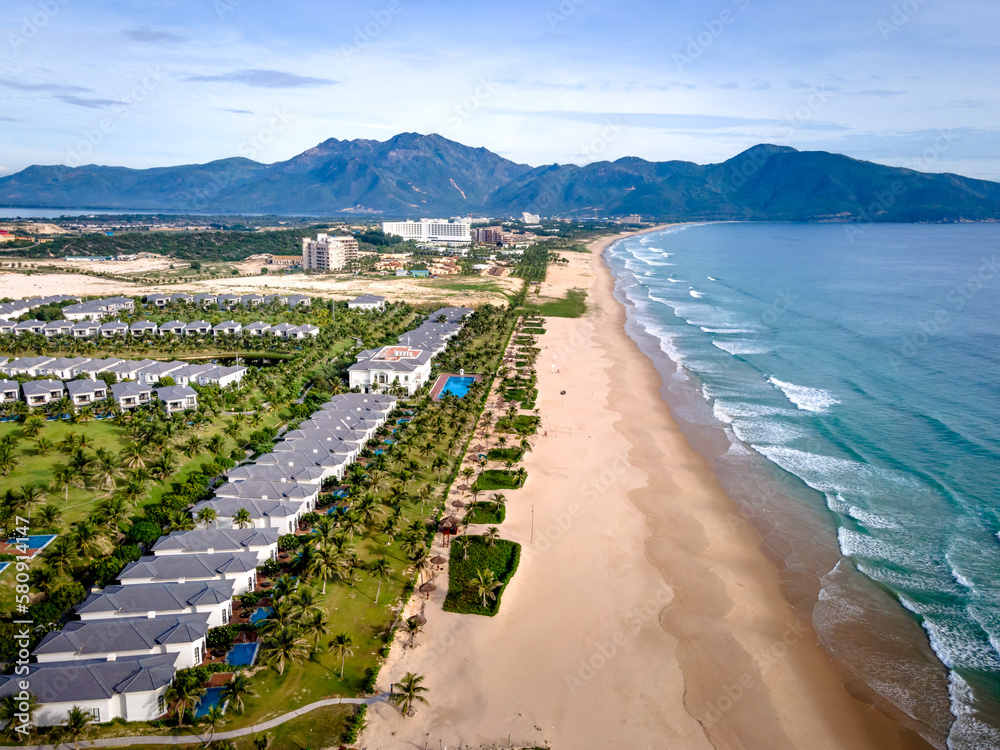 Overview of 5-star Alma resort located on the famous Bai Dai beach of Cam Ranh district, province Khanh Hoa, Vietnam