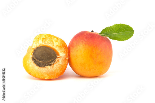 Fresh apricots fruits isolated on white background