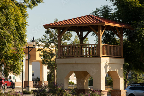 Afternoon sunlight shines on downtown San Dimas, California, USA. photo