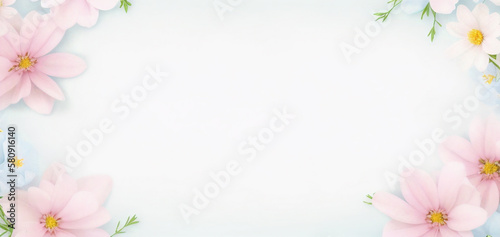 spring flowers frame for banner, wallpaper, background, card, postcard. Ai generated.