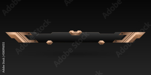 Golden border futuristic lower third gui screen title banner bar template
