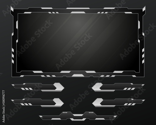 Black and silver live stream overlay webcam gui screen panel template