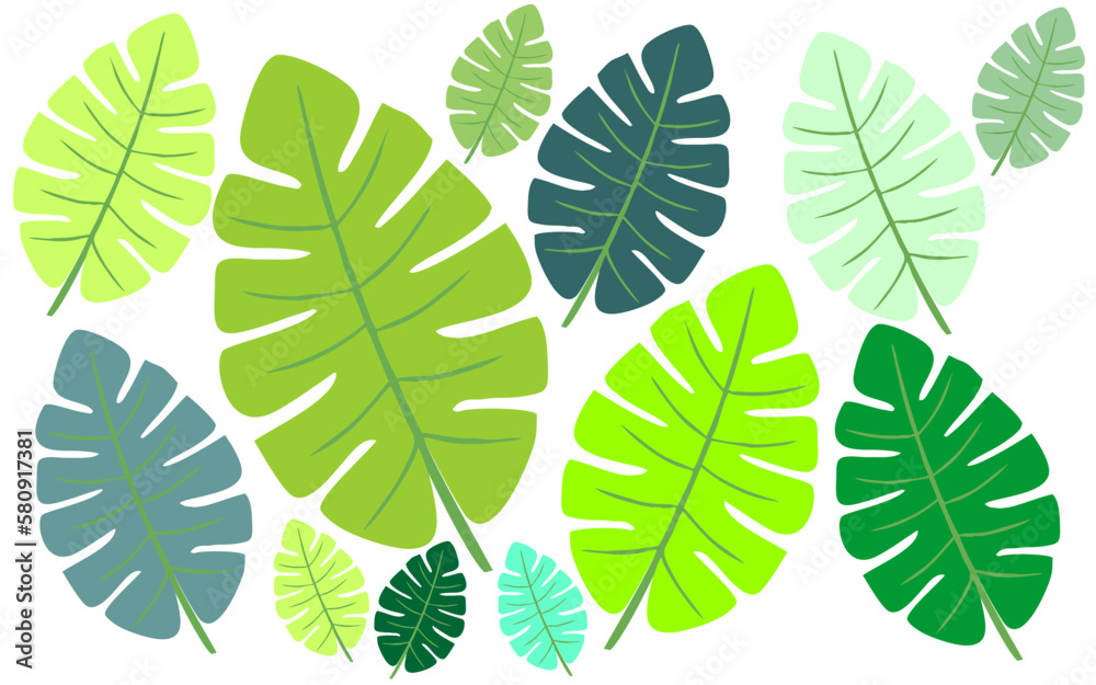 Tropical leaves collection. Vector isolated element on white background. Tropical leaf wallpaper, luxury nature leaf pattern design, hand drawn outline design for fabric Tropical leaves collection. Vector isolated element on white background. Tropical leaf wallpaper, luxury nature leaf pattern design, hand drawn outline design for fabric