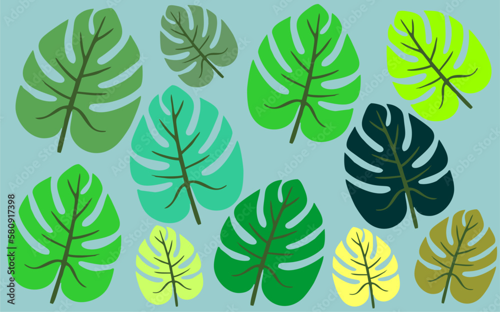 Tropical leaves collection. Vector isolated element on white background. Tropical leaf wallpaper, luxury nature leaf pattern design, hand drawn outline design for fabric Tropical leaves collection. Vector isolated element on white background. Tropical leaf wallpaper, luxury nature leaf pattern design, hand drawn outline design for fabric