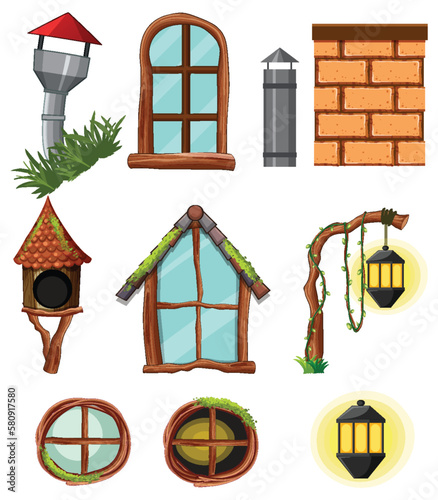 Set of home element cartoon style